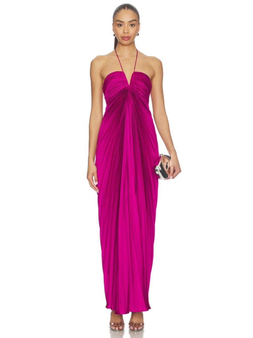 AMUR Joyceann Strapless Pleated Gown Pinot Noir Size 6 Revolve $658